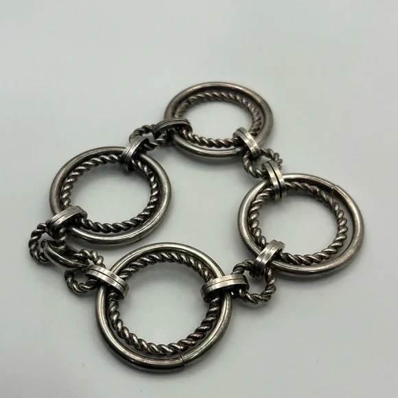 Grosse Germany heavy sterling silver round link twisted chain bracelet vintage